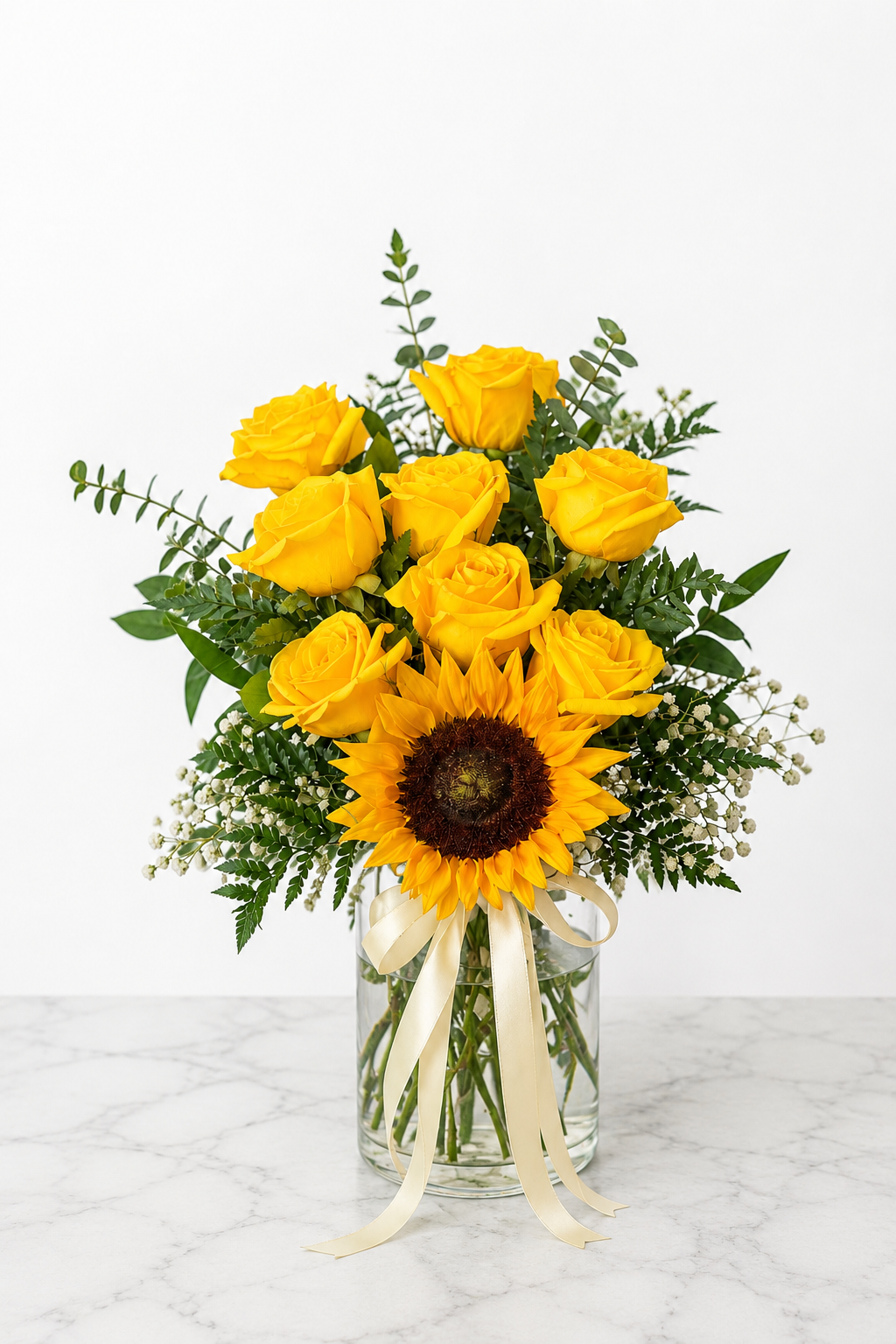 Yellow Radiant Vase Bouquet