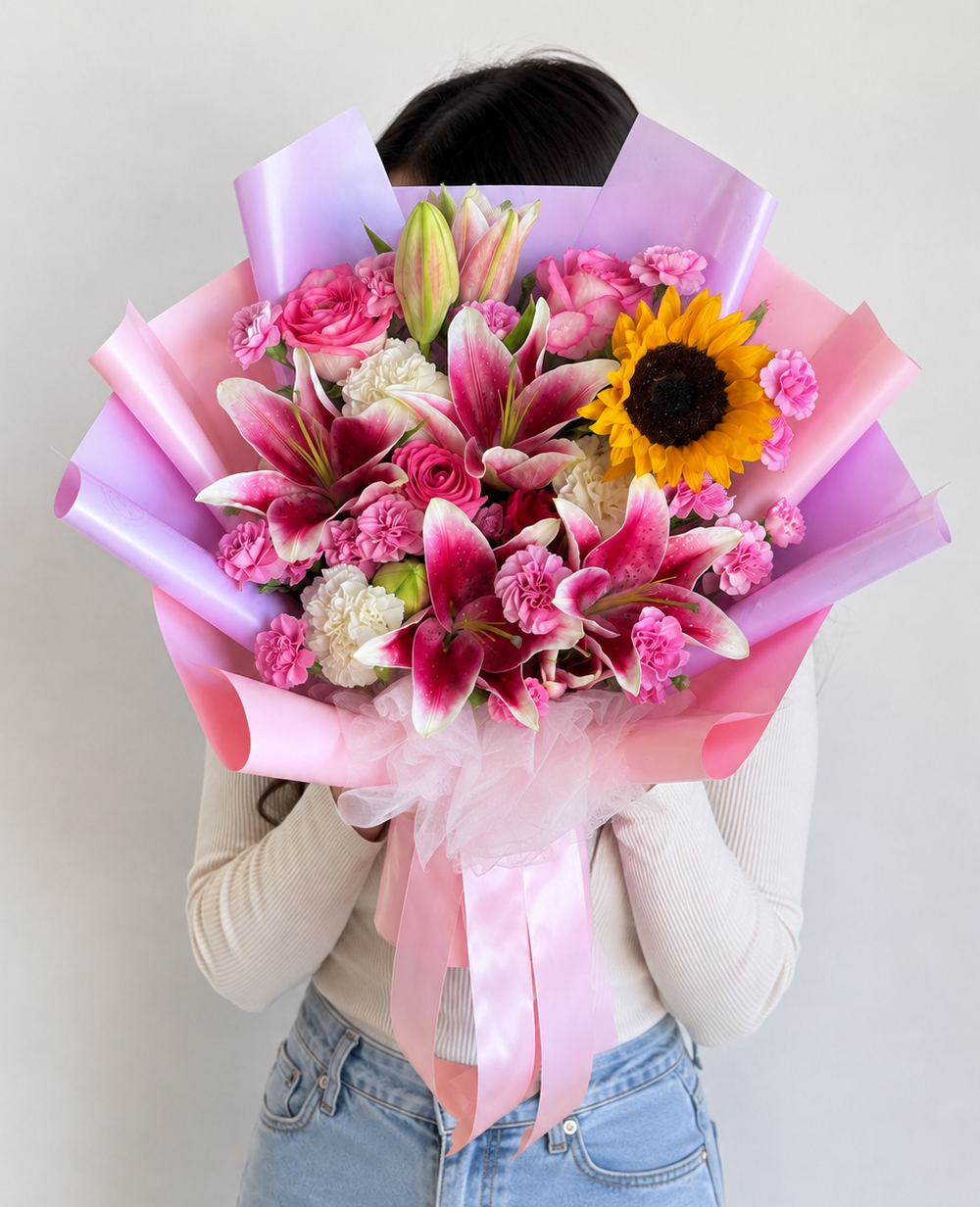Pink Lily Sweetheart Bouquet
