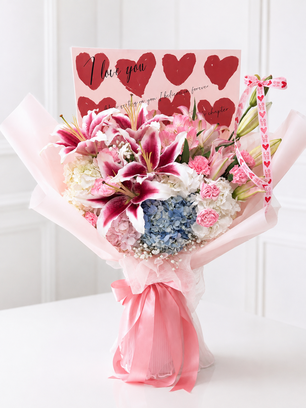 Romantic Hydrangea & Lily Bouquet
