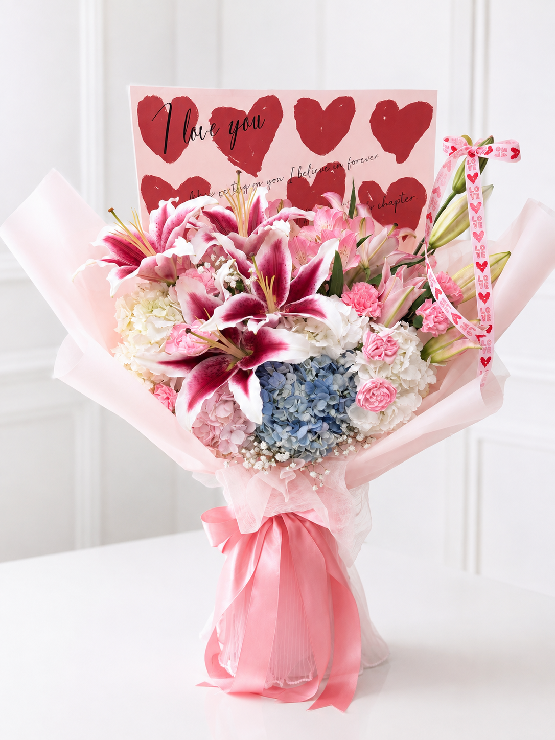Romantic Hydrangea & Lily Bouquet